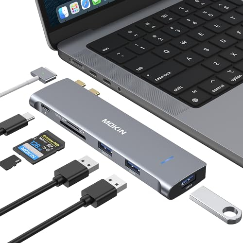 MOKiN USB C Adapter for MacBook Air, MacBook Pro Adapter Multiport Accessories, 6 IN 2 Mac USB Adapter with Thunderbolt 3(PD 100W/40Gbps Data), USB 3.0, SD/TF, USB C Hub for MacBook Pro Air 2024/2023