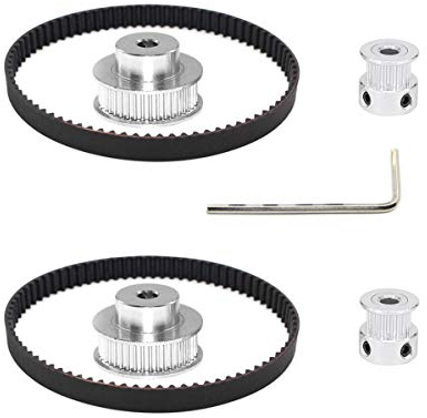 Befenybay 2Kit 2GT Synchronrad 20 & 40 Zähne 5mm Bohrung Aluminium Zahnscheibe mit 2 Stück Länge 200mm Breite 6mm Riemen (20-40T-5B-6)