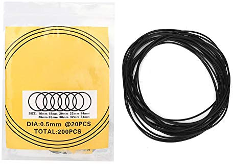 Uhr O-Ring, 200pcs O-Ring wasserdichte Gummidichtung Uhr Back Cover Seal Dichtungen Repairing Tool Kit(0.5mm)