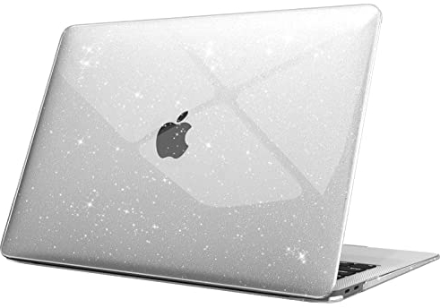 Fintie Hülle kompatibel mit MacBook Air 13 (2018-2020 Version) A2337(M1)/A2179/A1932, Ultradünne Hartschale Schutzhülle Snap Case, Transparent(Glitzer)