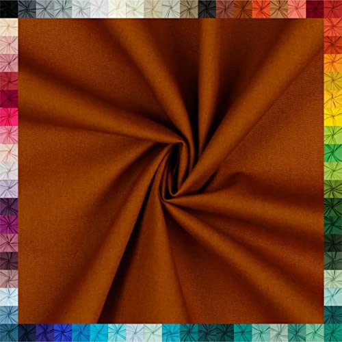 VmG-Store Baumwollstoff Uni 100% Baumwolle Oeko-Tex Meterware ab 50cm über 70 Farben zur Auswahl (074 I Cognac, 200 x 148cm)