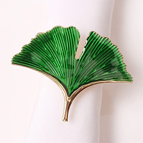 Hotel Dekoration Gingko Blatt Serviette Ring Blatt Napin Ring Gold Silber Grüne Serviette Schnalle Zubehör (Color : Green)