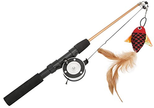 CHICIRIS Funny Cat Toys, Funny Cat Stick Télescopique Interactif pour Chats Poisson Rouge + Canne à pêche