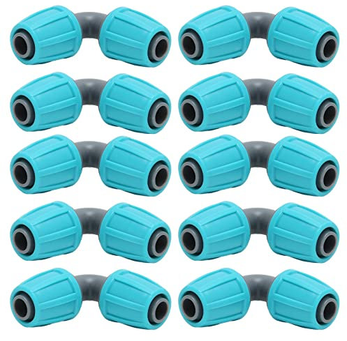 Atyhao Adattatore per Connettore Tubo Flessibile 10 Pezzi da 16 Mm 20 Mm Tubo da Giardino Connettore a Gomito Connettore 1/2 3/4 Pollici Tubo Flessibile in PE Tubo dell'Acqua Connettore a 90 Gradi