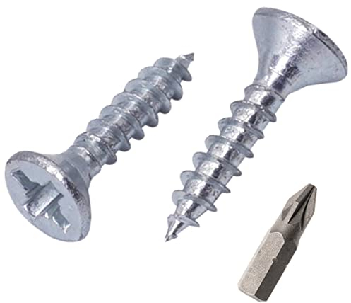 SKIR'CO Lot de 500 vis à bois en acier zingué 3,5 x 15 mm Tête fraisée Pozidriv Vis à panneaux d'aggloméré PZ entièrement filetées (500, 3,5 x 15 mm)