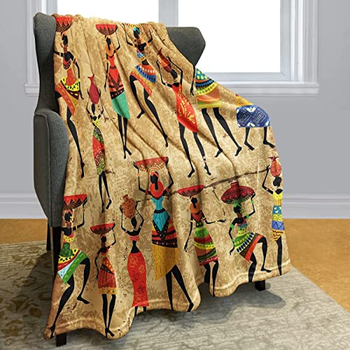 3D Kuscheldecke 130x150 Flanell Fleecedecke Afrika Decke Weiblich, Flauschig Mikrofaser Wohndecke Gelb, für Sofadecke Couchdecke Sofaüberwurf Bettüberwurf