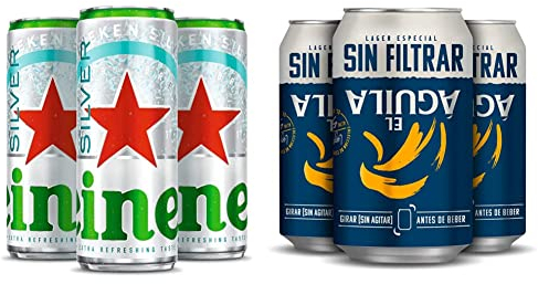 Heineken Silver Cerveza Lager Pack Lata, 24 x 33cl + El Aguila Sin Filtrar Cerveza Lager Especial Pack Lata, 24 x 33cl