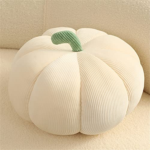 Martin Kench Kürbis Kissen, Plüsch Kürbis Kissen, Kürbis Halloween Kissen, Herbst Kissen Kürbis Deko mit Füllung, Pumpkin Pillow, Herbstdeko Kürbis (Weiß,20cm)
