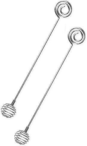 eKsdf Lot de 2 cuillères à miel en acier inoxydable - 20 cm de long - En spirale - Pour pot à miel, pot à miel, récipient à lait, café, dessert
