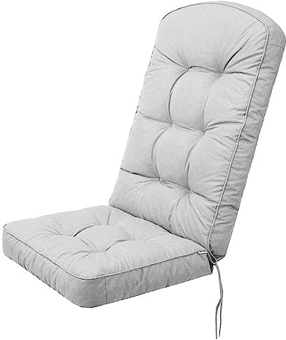 PillowPrim Gartenstuhl Auflagen - Bequeme Liegen als Sitzauflagen für Gartenmöbel - Extra Dicke Sitzauflagen - Polsterauflagen für Hochlehner - Kissen Garten im Freien - 145 x 56 x 10 - Grau