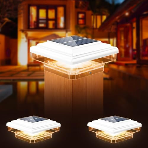 kefflum 2 Stück Solar Pfostenkappe 7x7 8x8 9x9 10x10 Pfostenkappen Licht, Solar Pfostenleuchte Zaunpfosten Lampe Solarlampe Außen Säulenlampe IP65 Wasserdicht für hölzerne Pfosten,Zaun