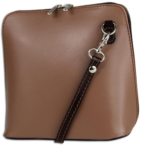 Toscanto Damen Umhängetasche Schultertasche Leder Tasche Taupe braun OTT109UC Leder Schultertasche