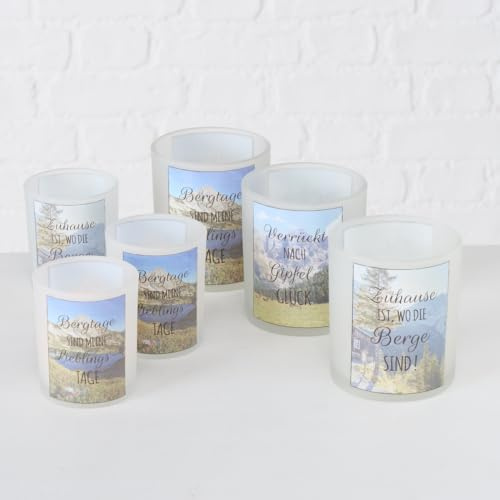 mucHome 6er Set Windlichter Berge ca. 9cm Dekolichte Teelichthalter Kerzenhalter