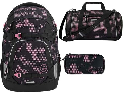 coocazoo MATE Schulrucksack-Set 3tlg inkl. Sporttasche und Schlamperbox (Pink Illusion)