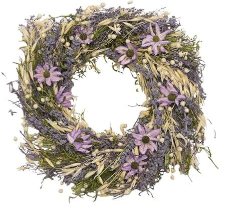 Widdop Dried Floral Wreath 25cm Spring Summer Door Wreath, Artificial Flower Wreath, Front Door Wreath, Artificial Flower Spring Wreath, Wreath For Wedding, Hanging Wreath purple