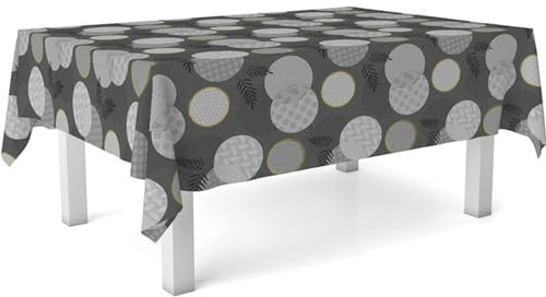 ECOMMERC3 Wachstuch, rechteckig, Größe 300 x 140 cm, Stil, Haltbarkeit und einfache Reinigung für Ihren Tisch – fleckenabweisende und wasserdichte Wachstuch-Tischdecke, Schwarz