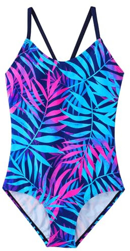 ZNYUNE Costume intero da bambina ad asciugatura rapida, protezione UV, 460-blu navy, 9-10 Anni