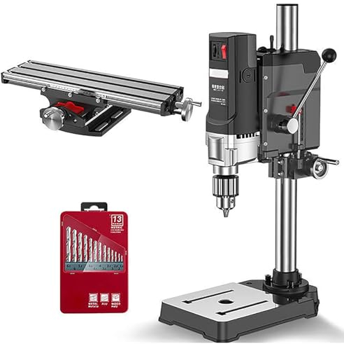 Trapano a colonna professionale con 6 velocità, per trapano in metallo, legno, plastica, strumento di produzione fai da te e artigianato, 2800 giri/min per un controllo preciso
