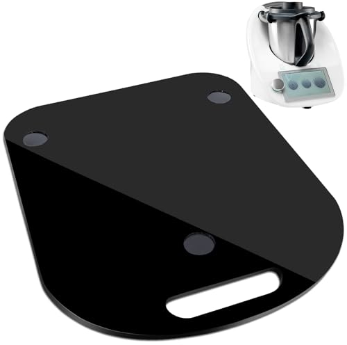 Tabla Deslizante para Thermomix TM6 TM5, Plataforma, Base Deslizante Acrílica Compatible con Thermomix, Estable y Fácil de Mover Tablero con Pies de Teflón, Accesorio para Thermomix, Negro
