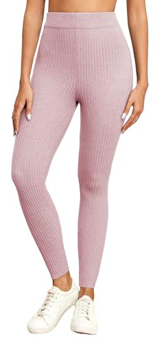 Famulily Hohe Taille Rib Gestrickte Leggings für Frauen, Damen Slim Fit Stretch Herbst Winter Warme Strumpfhose