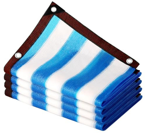 Red de Sombreado Exterior Pantalla de Privacidad 85% para Vallas Piscinas Terraza 1x1 2x4 2x3 4x5 3x6 3x3 4x8 6x7 2x8 1x10m Azul y Blanco(4x4(m))