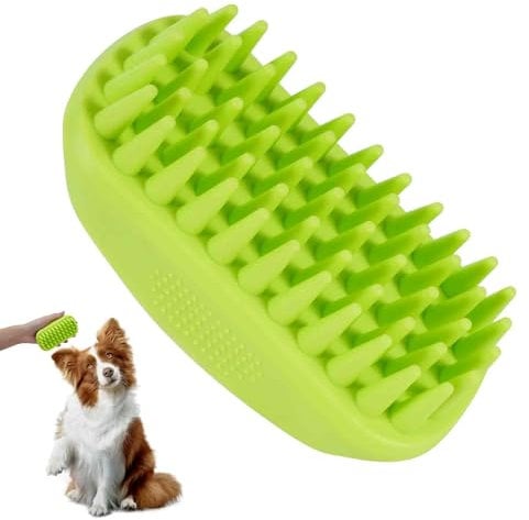 BRILLIRARE Grooming Bath Brush, Premium Soft Silicone Pet Brushes, Rubber Shampoo Soothing Comb Scrubber for Wet Dry Long Short Haired Dogs & Cats Massaging, Deshedding Shower Scrubbing
