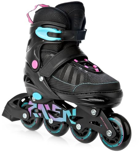 RAVEN Inline Skates Inliner für Kinder und Erwachsene OPTIONAL 2in1 mit Schlittschuhen verstellbar (Oxen Mint/Pink ohne Kufen, 34-37 (21,5cm-24cm))