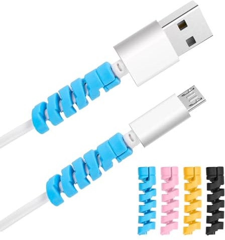 32 PCS Charging Cable Protector Colorful Phone Charger Protector Silicone Flexible Cord Protectors Spiral Charger Cord Protectors Flexible Cable Cords Saver for All Phones Computers and Chargers