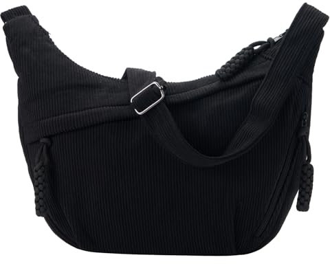 Jiliyote Groß Umhängetasche Damen cord Tasche Damen Crossbody Bag Crossbag kord schultertasche für Reisen Arbeit Uni (Schwarz