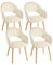 Goeurvant Lot de 4 chaises de Salle à Manger rembourrées en Velours avec accoudoirs et Pieds en Bois Beige