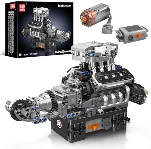 Mould King 10206 Technik Supersportwagen V8 Motor Bausteine Modell, Bauen Sie Ihren Eigenen V8-Automotor, Spielzeug Geschenk Sammlerstücke für 14+/Erwachsene Auto Fans (737+ Teile)