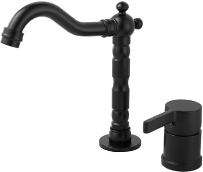 Wasserhahn Waschbecken für Badezimmer Waschtischarmatur Handwaschbecken Mischbatterie 2 Loch für Badezimmer Toilette Einhebelmischer 360° drehbar Schwarz
