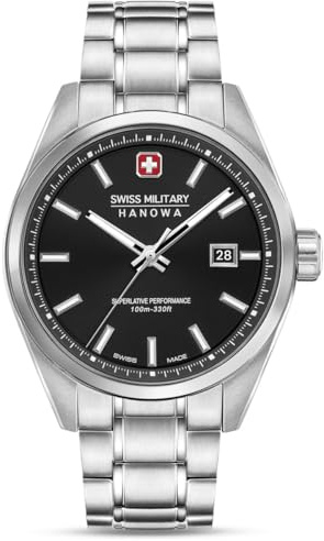 Swiss Military Hanowa Herrenuhr Pioneer 41 MM Durchmesser mit Edelstahlband und Saphirglas