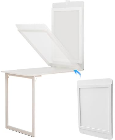HRXQ Blanche Table Murale Rabattable Pliable 90×60cm Table Escamotable Murale Pliable De Balcon, Gain De Place