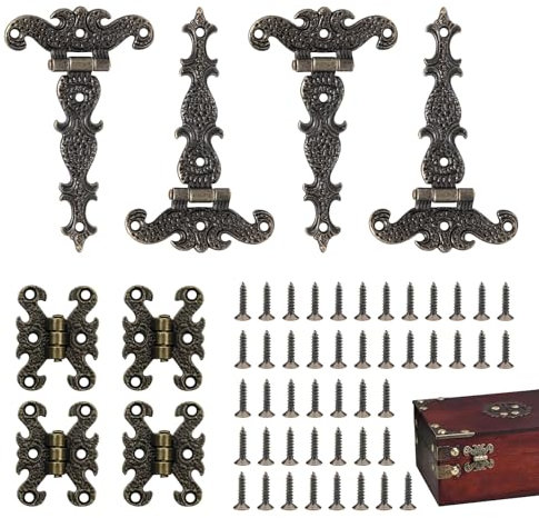 8 Pièces Charnières Antiques, Charnières Décoratives en Bronze Rétro, Mini Charnières Charnière Porte, Charnières Pliantes en Bronze pour Portes, Armoires, Boîtes à Bijoux, 2 Modèles