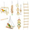 Jortmrd 8-Teiliges Vogelspielzeug, Sittichspielzeug, Papageienschaukel, Vögel Holzleiter Spielzeug, Vogelkäfig-Zubehör aus Holz, Vogelschaukel Glocken Kauspielzeug für Sittiche, Kleine Haustiere
