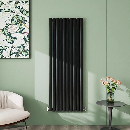 Simple Bathroom 1600×590mm Black Radiator Vertical Single Oval Column Designer Central Heating Rad for Bathroom/Kitchen/Living Room