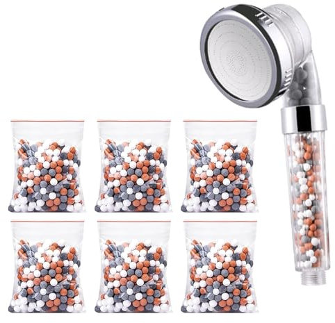 6Pcs Mineral Balls Negative Ion, Replacement Bio-Active Stone Shower Head Beads PH Balance Mineral Balls Tourmaline Balls Showerhead Filter for Hard Water Filtration Remove Chlorine Fluoride Impuritie