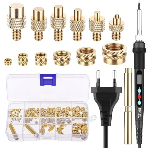139 Stück Gewindeeinsätze Lötspitzen Set, 80W LED Temperatur Einstellbar Lötkolben mit 130PCS Gewindeeinsätze M2/M3/M4/M5/M6/M8, 8PCS Lötspitzen für Gewindeeinsatz