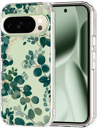 MOSNOVO Hülle für Google Pixel 10 & 10 Pro – Durchsichtige, schlanke, stoßfeste TPU+PC-Handyhülle, [6,6 Fuß Fallschutz/Anti-Abziehen] - Eukalyptus