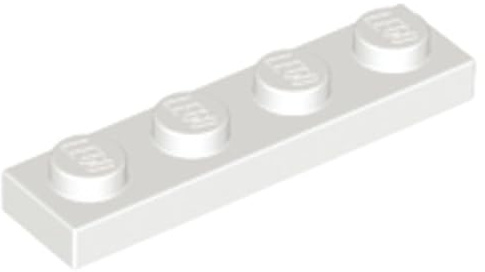 LEGO Plate 1x4, Building Brick Part 3710 (White, 10, Bricks)