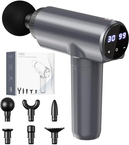 Massagepistole Lefity mit 30 Geschwindigkeitsstufen, 6 Massageköpfen, Pistole Massage, USB-C-Ladeanschluss Massage Gun zur Linderung von Muskelschmerzen