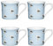 Kitchen Craft AMZKCMFLT05SET4 Schmale Taßen mit Möwen Druck, 300 ml, Porzellan, blau, 8,5 x 11,5 x 8 cm, 4-Einheiten