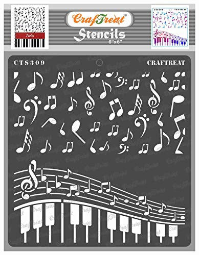 CrafTreat wiederverwendbare Musik-Schablonen zum Malen auf Holz, Wand und Fliesen – Musik-Schablone – 15,2 x 15,2 cm – DIY-Kunst- und Bastel-Schablonen – Musik-Schablonen-Vorlagen Musik