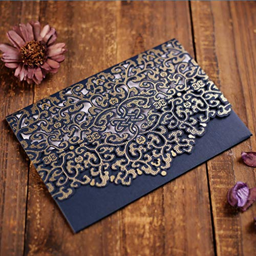 CYSKY Hochzeit Einladungskarte 50 Stück Hochzeit Einladungskarte Kit mit leeres bedruckbares Papier und Umschläge für Hochzeit, Geburtstag, Abschluss (Blau)