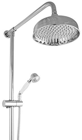 PaulGurkes Nostalgie Regendusche Retro Aufputz Duschsystem Landhausstil Vintage 2 Wege Umsteller Handbrause Kopfbrause Regenbrause