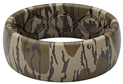 Groove Life Mossy Oak Bottomland Camo Silicone Ring - Breathable Rubber Wedding Rings for Men, Lifetime Coverage, Unique Design, Comfort Fit Ring - Size 10
