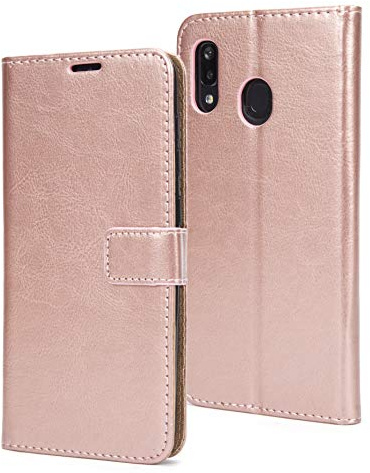 AMAZE!UK For Samsung Galaxy A20e Case Cover Leather Flip Protective Wallet Style Book Magnetic Stand Samsung A20e Phone Case Rose Gold