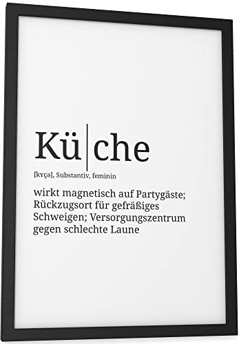 Papierschmiede® Definition: Küche, DIN A4 fertig gerahmt (Rahmen: Material und Farbe wählbar), Wandbild für Wohnzimmer, Schlafzimmer, Küche, Esszimmer, Poster Geschenk Wanddeko aufhängefertig