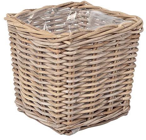 LEBENSwohnART Pflanzkorb Verona-Quadratisch ca. L27cm Rattan Blumenkasten Blumenkorb Übertopf